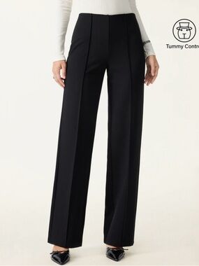 OGL Black High-Rise Wide-Leg Front-Seam Pants